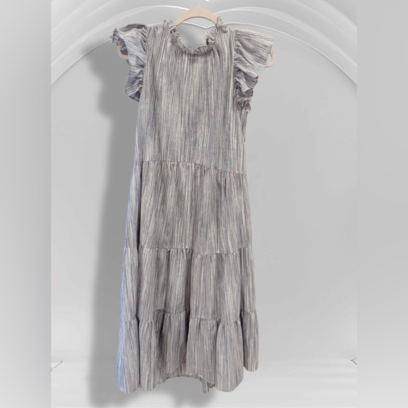 Chic Ruffled Gray Maxi Dress - Picture 1 of 3